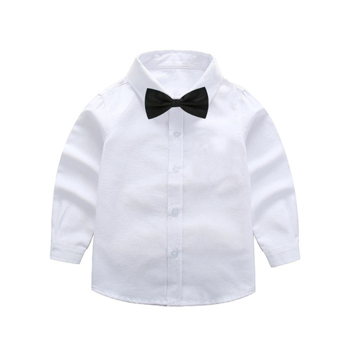 Boys' white shirts, children's white shirts, white school uniforms and performance clothes, middle and large children's white shirts, spring and autumn long sleeves