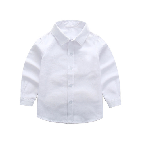 Boys' white shirts, children's white shirts, white school uniforms and performance clothes, middle and large children's white shirts, spring and autumn long sleeves