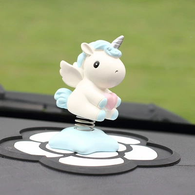 Creative Swinging Unicorn Car ornaments - shaking-head-unicorn-blue-comes-with-double-sided-tape-no-mat-included