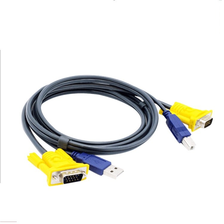 1.5 m USB Dual Parallel KVM Switch Cable USB Print Cable VGA Triple Parallel Switch Cable