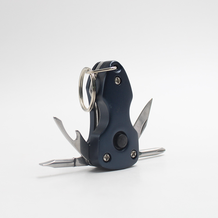 【厂家】供应5开多功能小刀 可印LOGO 户外带灯钥匙扣开瓶器小刀