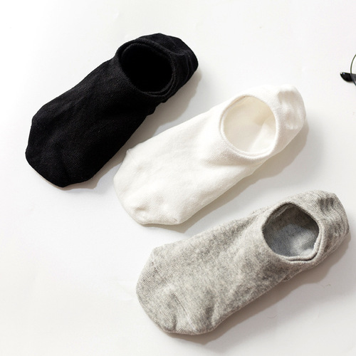 Men's Spring and Summer Solid Color Boat Socks Men's Socks Cotton Socks Shallow Mouth Non-Slip Silicone Invisible Socks Men's Summer Socks