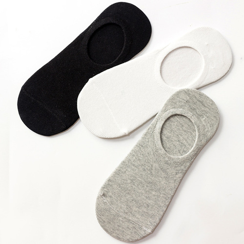 Men's Spring and Summer Solid Color Boat Socks Men's Socks Cotton Socks Shallow Mouth Non-Slip Silicone Invisible Socks Men's Summer Socks