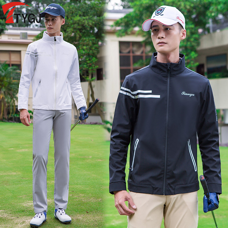 Golf clothing waterproof men's windbreaker long sleeve coat slim fit outdoor sports top breathable ball suit