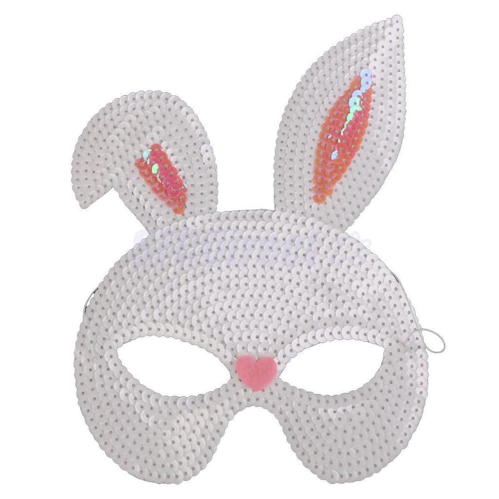 Máscara de Pascua, disfraz de Mardi Gras, fiesta de graduación, máscara de conejo con lentejuelas, accesorios de cosplay con orejas de conejo, hechos a mano