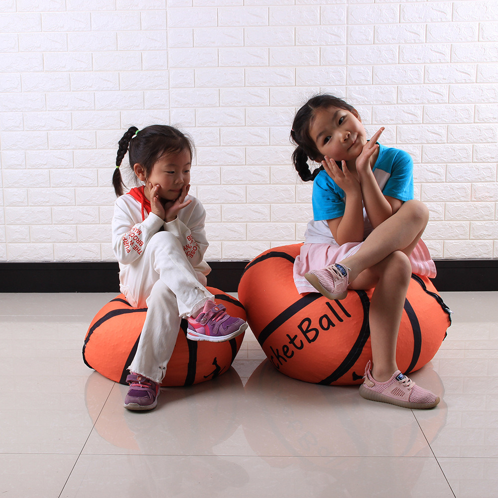 Amazon Venta caliente impresión bola de peluche bolsa de almacenamiento de juguete niños perezoso sofá bolsa de frijol bolsa de almacenamiento de poliéster