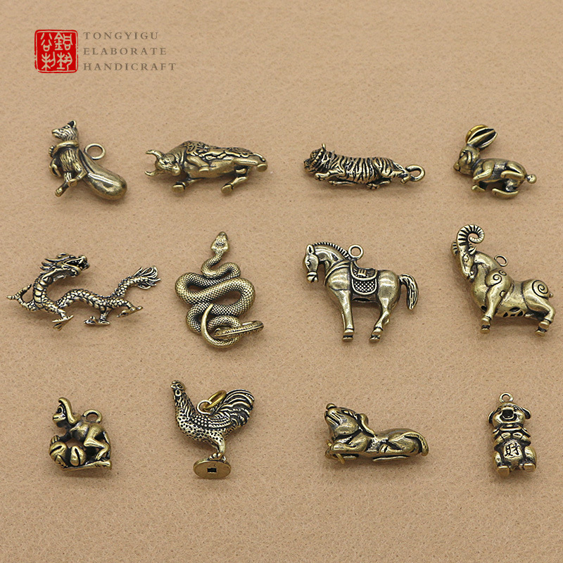 Year of the Snake Three-Dimensional Zodiac Brass Keychain Creative Personalized Car Pendant Accessories Small Gift Manufacturer Wholesale
