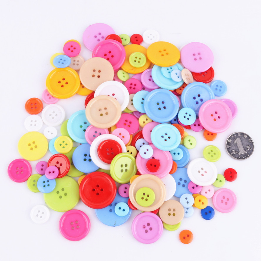 1 botón de color pintura hecha a mano material de bricolaje Paquete de color caramelo ropa redonda para niños botón material de Arte de jardín de infantes