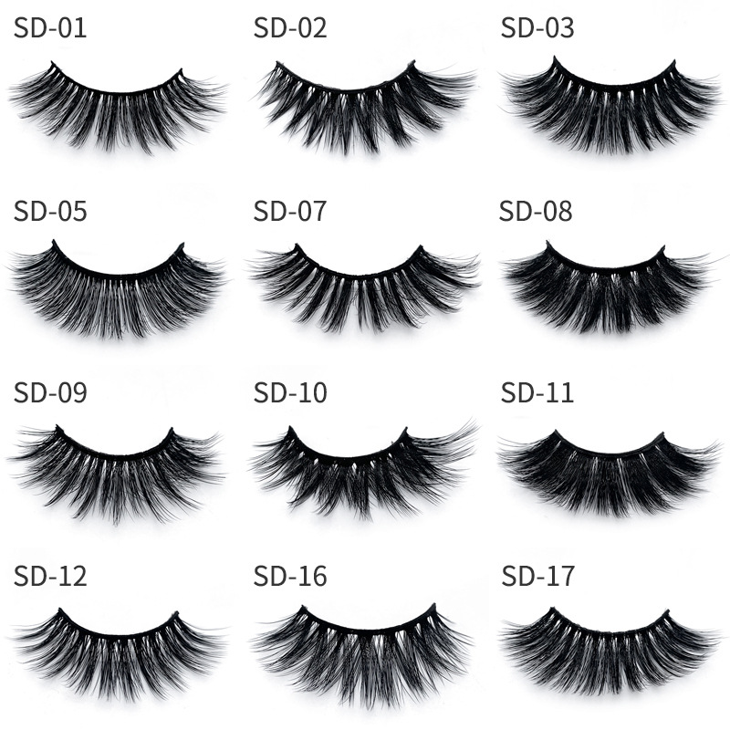 En stock venta al por mayor 3D visón pelo pestañas postizas versión colgante Serie SD suave pestañas largas múltiples capas gruesas pestañas postizas