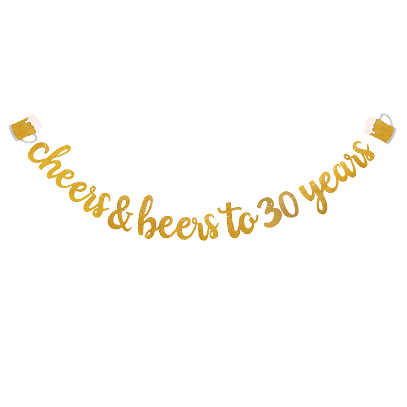 Fiesta de cumpleaños Cheers & Beeis a 0123456789 años papel tire bandera brillo tire flor