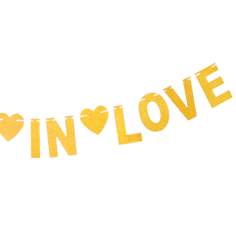 Cruz-Frontera de boda tira tirar bandera borracho en amor brillo oro letra etiqueta tirar flor fábrica suministro directo