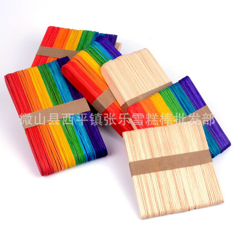 Palitos para helados, palitos de colores para helados, palitos de madera natural, materiales para manualidades DIY para jardín de infantes