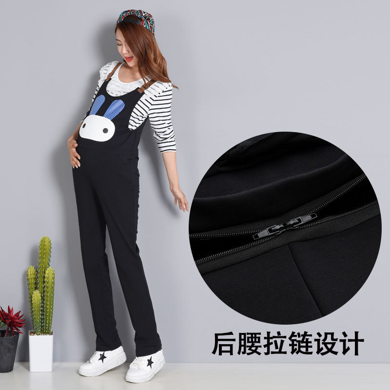 New pregnant women's overalls spring fashion pregnant women's pants fleece-lined jumpsuit plus size fleece-lined autumn and winter clothing