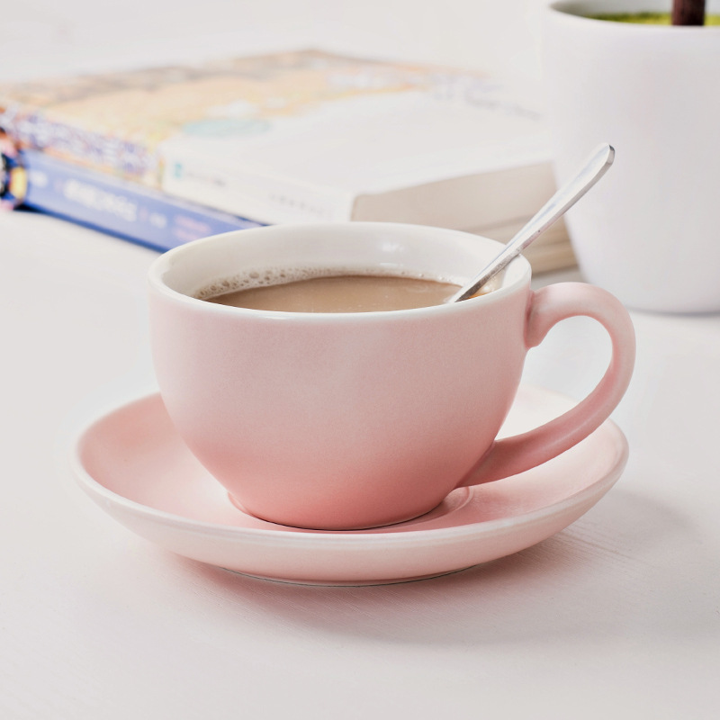 Tazas de café originales, tazas de cerámica, tazas de moda, tazas de agua con cucharas, platos de café al por mayor