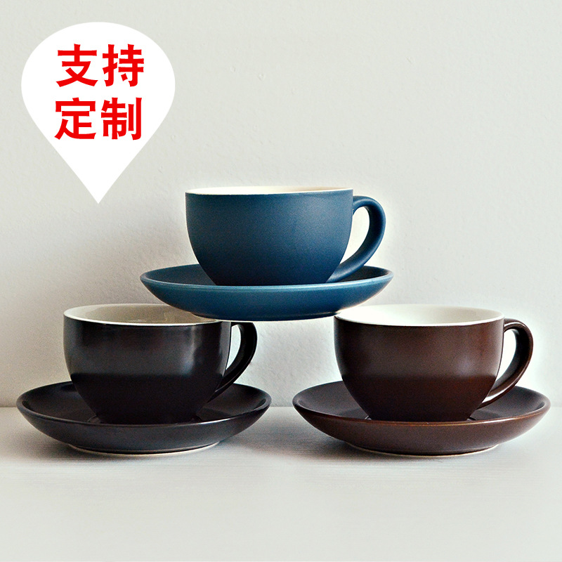 Tazas de café originales, tazas de cerámica, tazas de moda, tazas de agua con cucharas, platos de café al por mayor