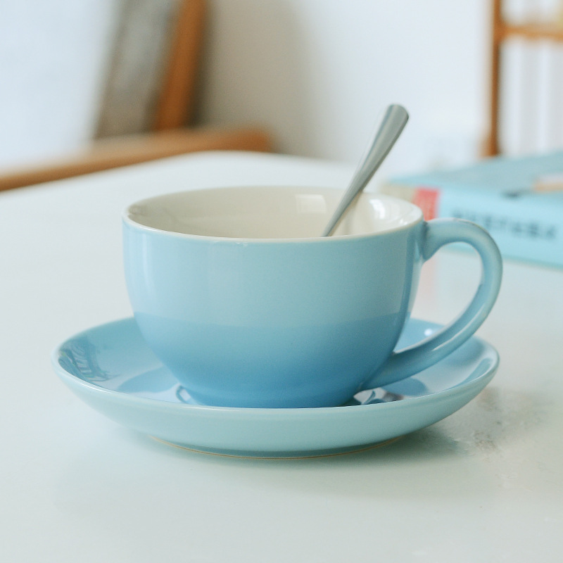 Tazas de café originales, tazas de cerámica, tazas de moda, tazas de agua con cucharas, platos de café al por mayor