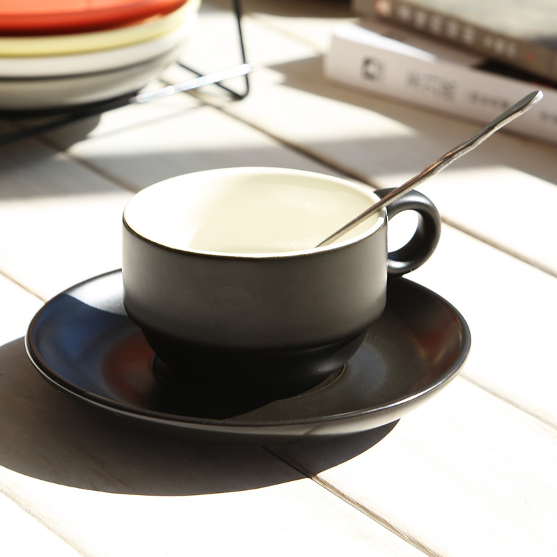 Taza de cerámica creativa taza de agua taza de moda taza de café conjunto conjunto conjunto completo con estante cuchara impresión LOGO