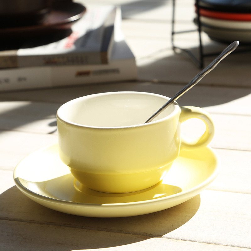 Taza de cerámica creativa taza de agua taza de moda taza de café conjunto conjunto conjunto completo con estante cuchara impresión LOGO