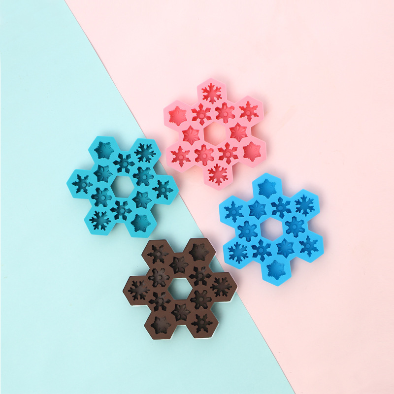 DIY copo de nieve bandeja de hielo molde de 12 agujeros Navidad copo de nieve bandeja de hielo de silicona molde de chocolate molde de silicona