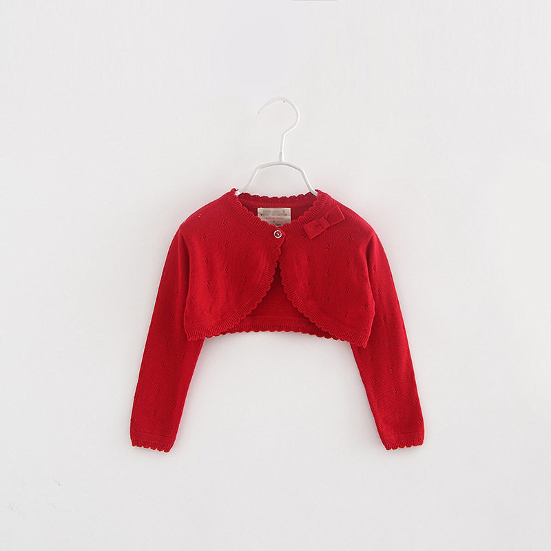 Una pieza de entrega estilo coreano bowknot chal para niños camisa de aire acondicionado para niños Chaqueta de punto para niñas de verano