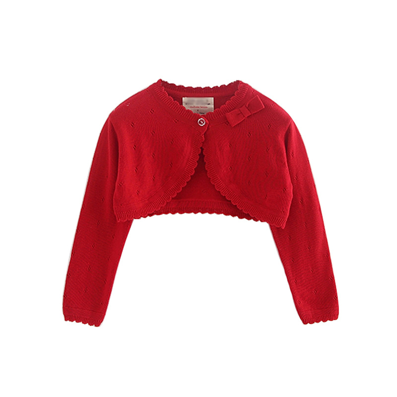 Una pieza de entrega estilo coreano bowknot chal para niños camisa de aire acondicionado para niños Chaqueta de punto para niñas de verano