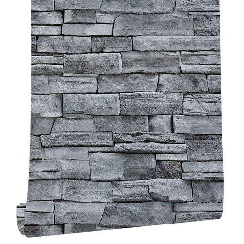 Cross-border 3Dwallpaper retro cultural stone simulated brick pattern wallpaper PVC restaurant background wall self-adhesive wallpaper