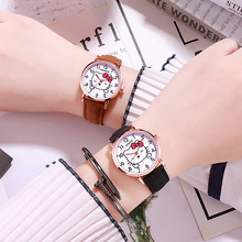 手表女时尚潮流文艺范简约女士石英表学生女表男士情侣皮带小红猫