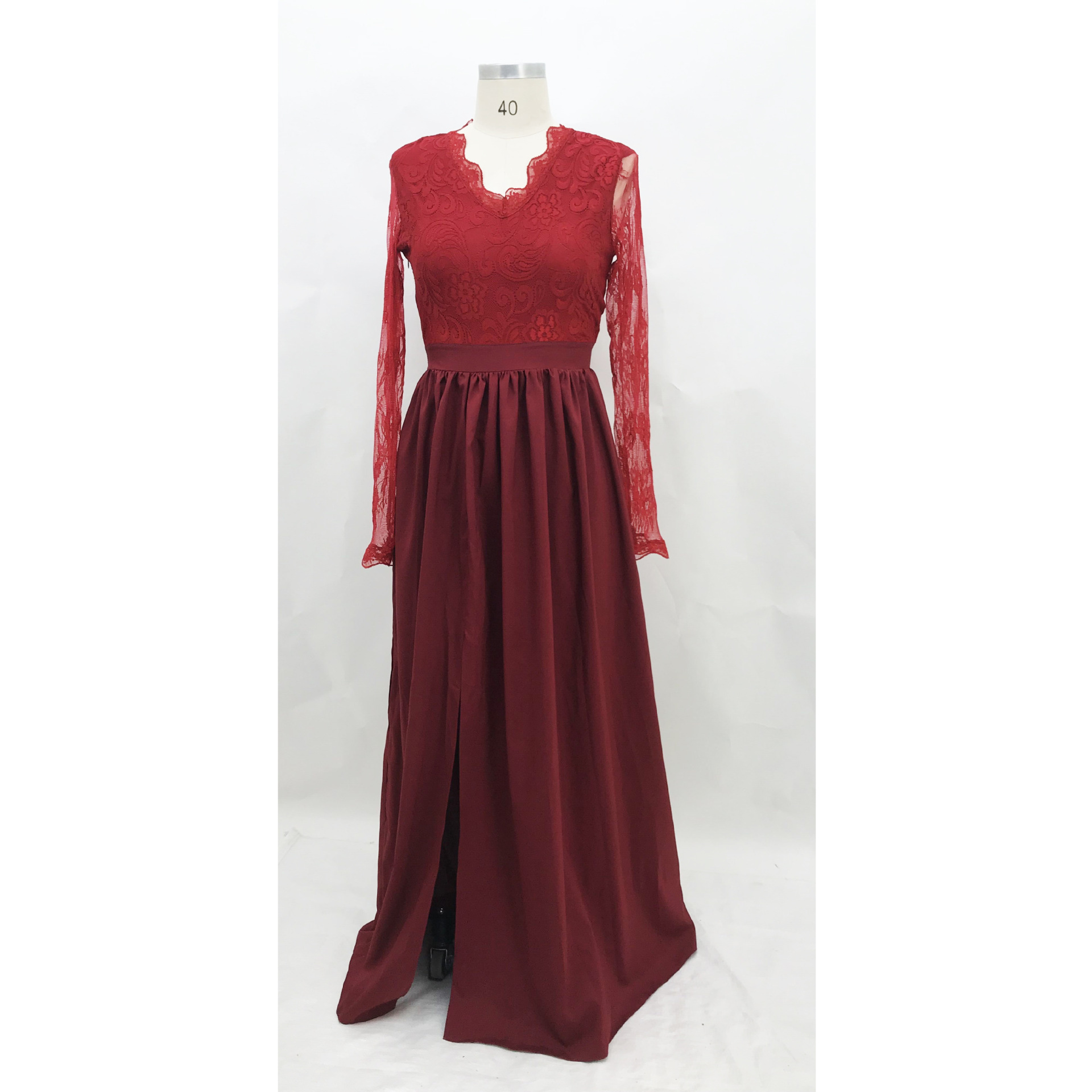 2019 europeo y americano transfronterizo Comercio exterior wishebay popular sexy profundo V encaje primavera y verano moda vestido de noche vestido image 7