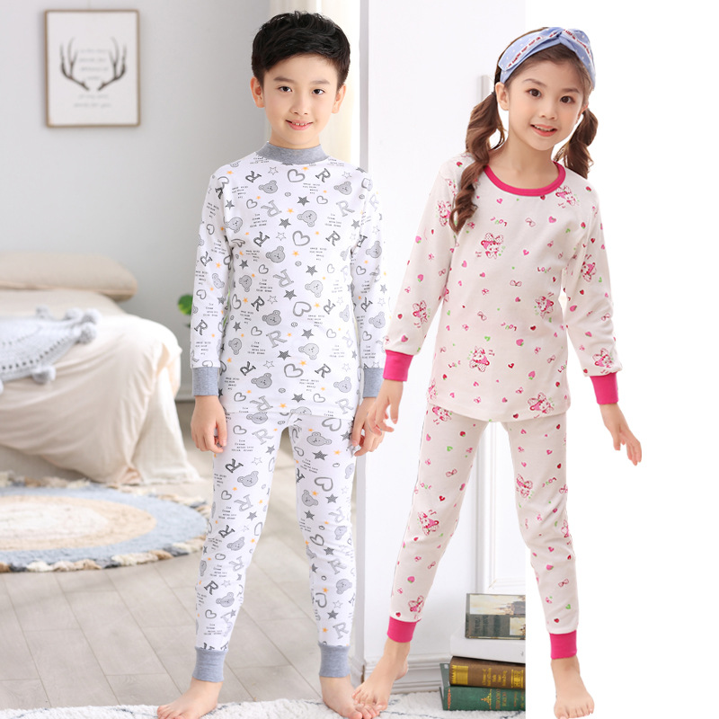 Arco Iris de plumas de algodón para niños de Cuello medio alto niños y niñas ropa interior impresa suéter de algodón Niños y Niñas Ropa de otoño pantalones largos traje