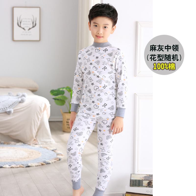 Arco Iris pluma de algodón para niños de Cuello medio para hombres y Niñas Ropa interior medio y grande para niños ropa de otoño pantalones largos suéter de algodón puro algodón