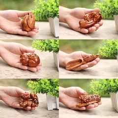 Hand-carved wooden red precious jade zodiac animal handlebar ornament, Jinbao cultural artifact, wooden factory-made decorative piece