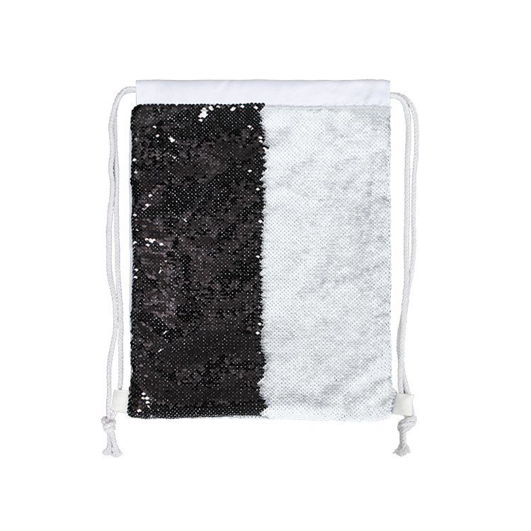 2024 Amazon transferencia térmica lentejuelas cordón bolsa blanco lentejuelas cordón mochila fabricante en stock