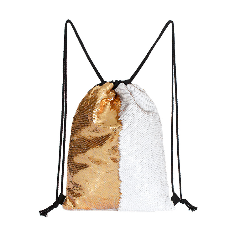 2024 Amazon transferencia térmica lentejuelas cordón bolsa blanco lentejuelas cordón mochila fabricante en stock