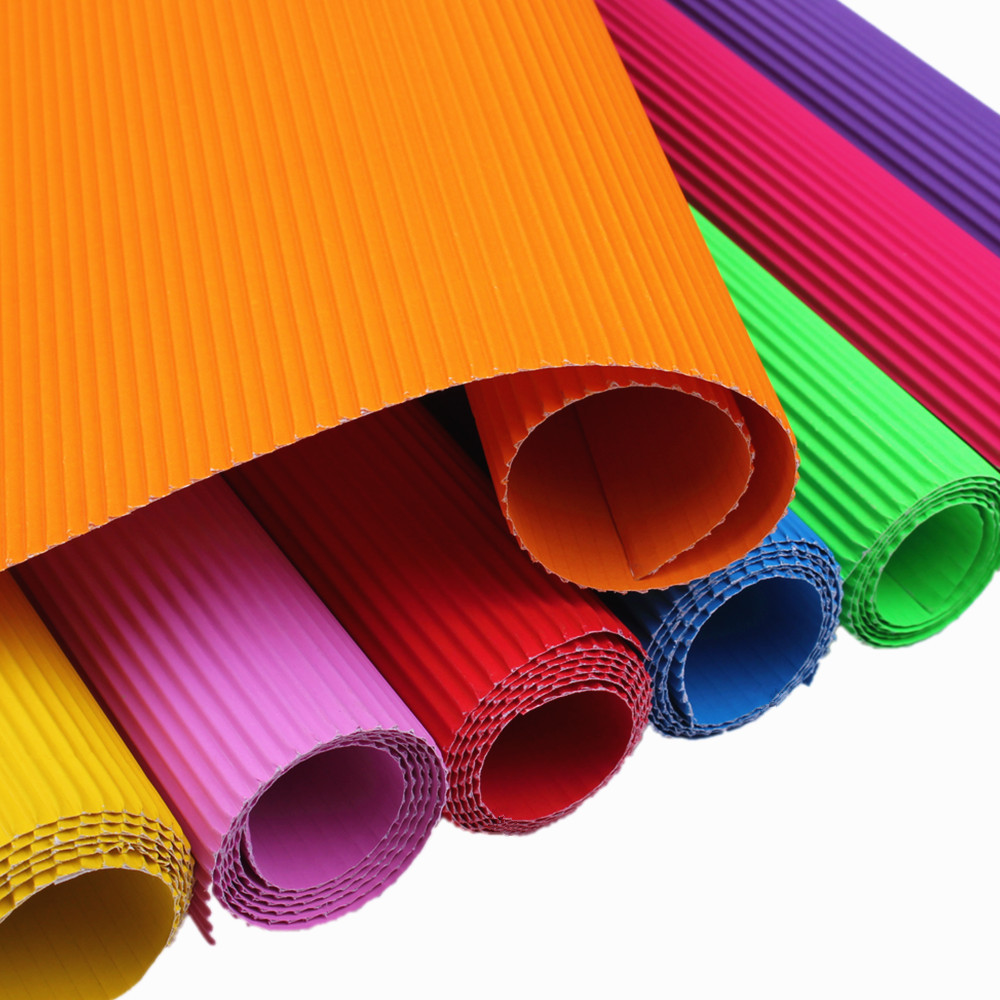 Onda de papel corrugado papel crepe engrosada cartón material hecho a mano DIY color origami