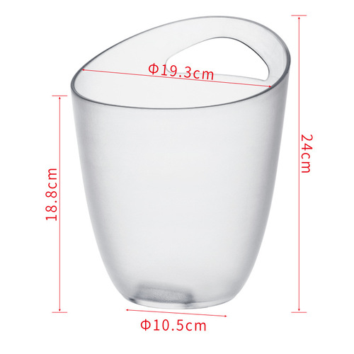 Manufacturer's Plastic Single Handle Ice Bucket 3L Transparent Champagne Bucket Frosted Slanted Mouth Single Hand Champagne Bucket Single Bucket