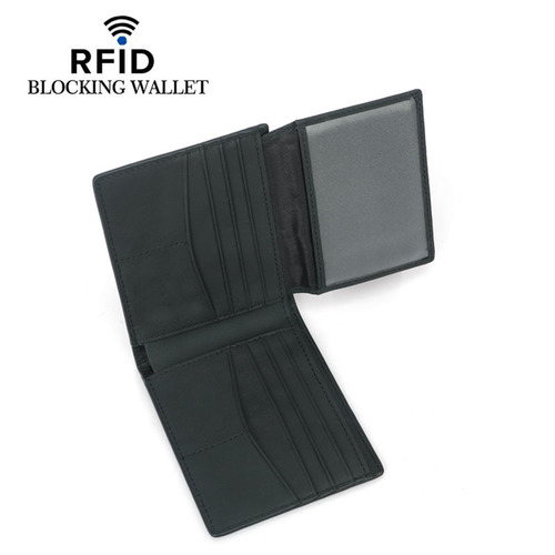Cross-border new style carbon fiber pattern anti-theft brush wallet RFID short top layer genuine leather men's wallet