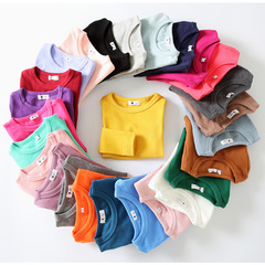 Children's basic top for boys and girls, new for 2023 autumn and winter, round neck, pure color, long sleeve T-shirt, one-piece drop shipping T