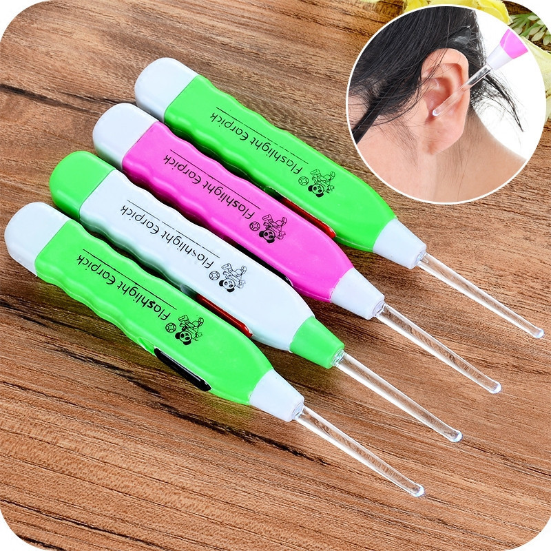 Nueva cuchara de oreja luminosa Venta caliente seguridad luminosa transparente oído recoger niños antideslizante oído limpiador suministro al por mayor