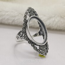 s925̩�y��ָ����Ů����DIY���ʯ��Ϟ��ʯ���15*21�����OӋ
