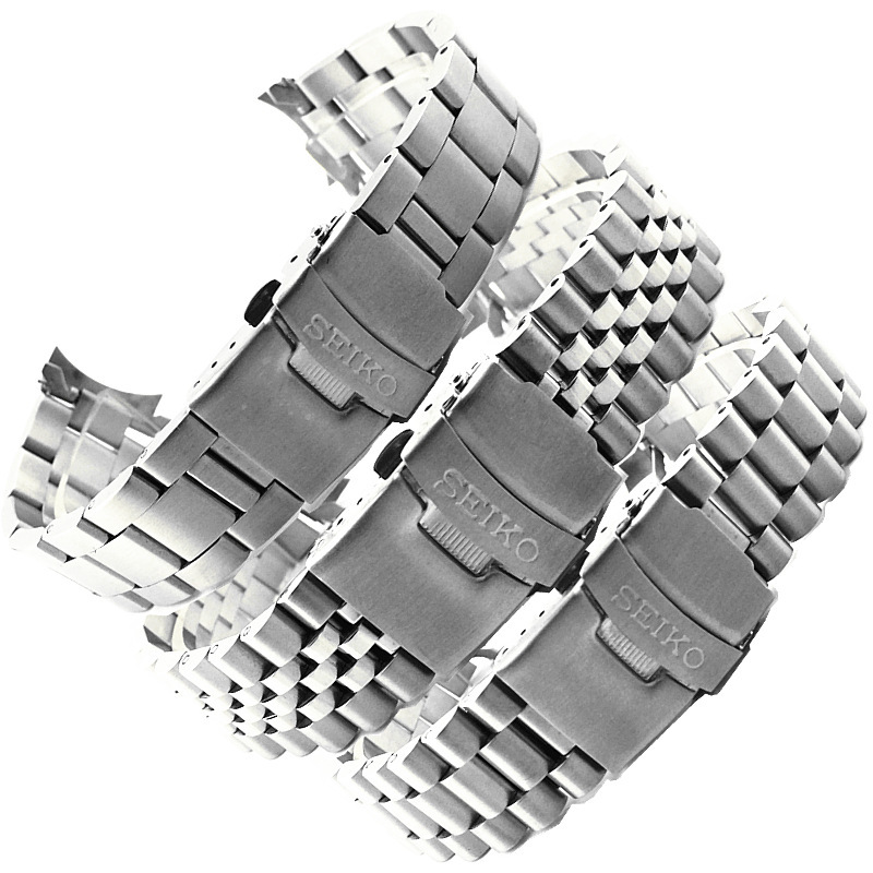 SKX 007 009 Five Cow Stainless Steel Watch Band 20 22mm Diving Three Bead Safety Buckle Strap Stainless Steel Bracelet