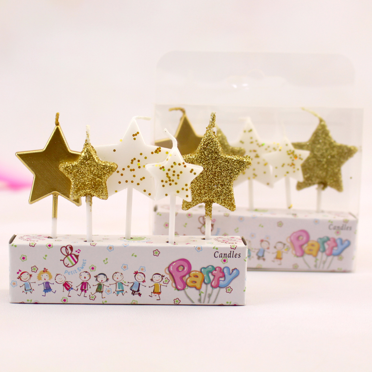 Nueva vela de estrella de cinco puntas creativa de Navidad pintada lentejuelas polvo de oro accesorios de bricolaje pastel de cumpleaños vela libre de humo