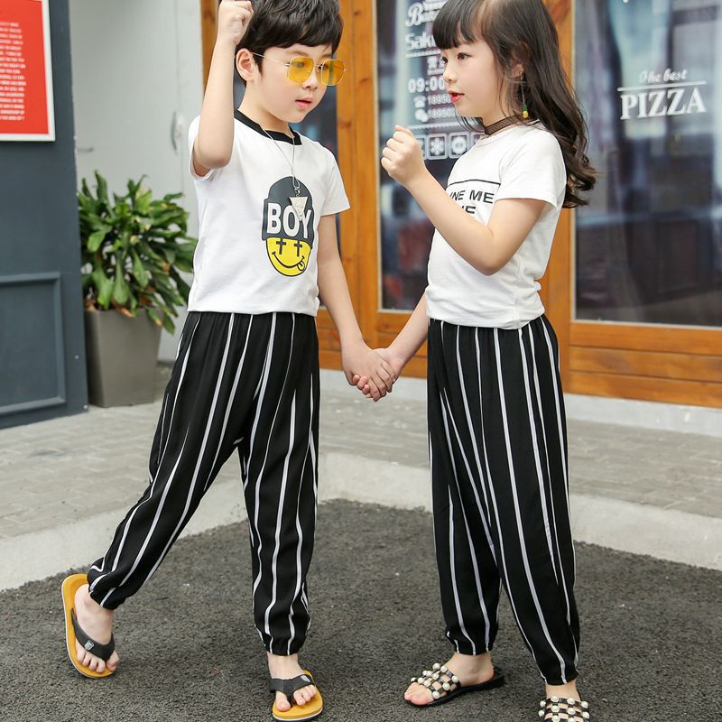 봄과 여름을위한 중소 어린이 베이비 블루머 얇은 바지 코튼 실크에서 소년 소녀를위한 여름 모기 방지 바지