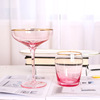 Nordic style wide mouth tall gold rim cocktail glass pink gray creative Margarita bar KTV mixing glass