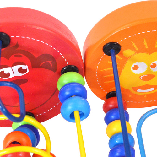 Children's small wooden bead stringing toy animal developmental baby intelligence toy 1-3 years old early childhood enlightenment exercise