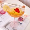 Nordic style wide mouth tall gold rim cocktail glass pink gray creative Margarita bar KTV mixing glass