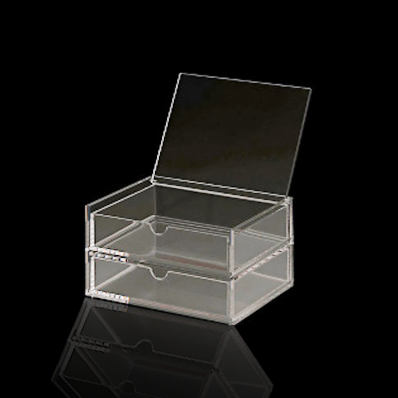 亞加力膠揭蓋式盒子 二抽屜盒 透明抽屉 深圳沙井订制生产