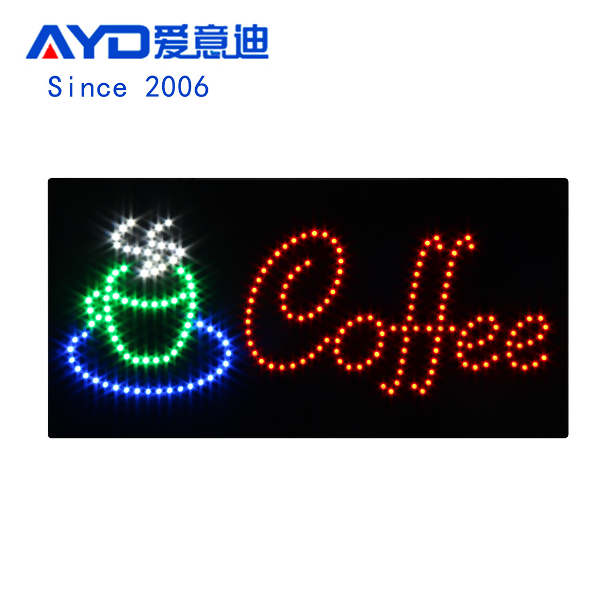 产地货源 LED广告牌咖啡店 营业橱窗招牌LED Coffee Sign 48x24cm