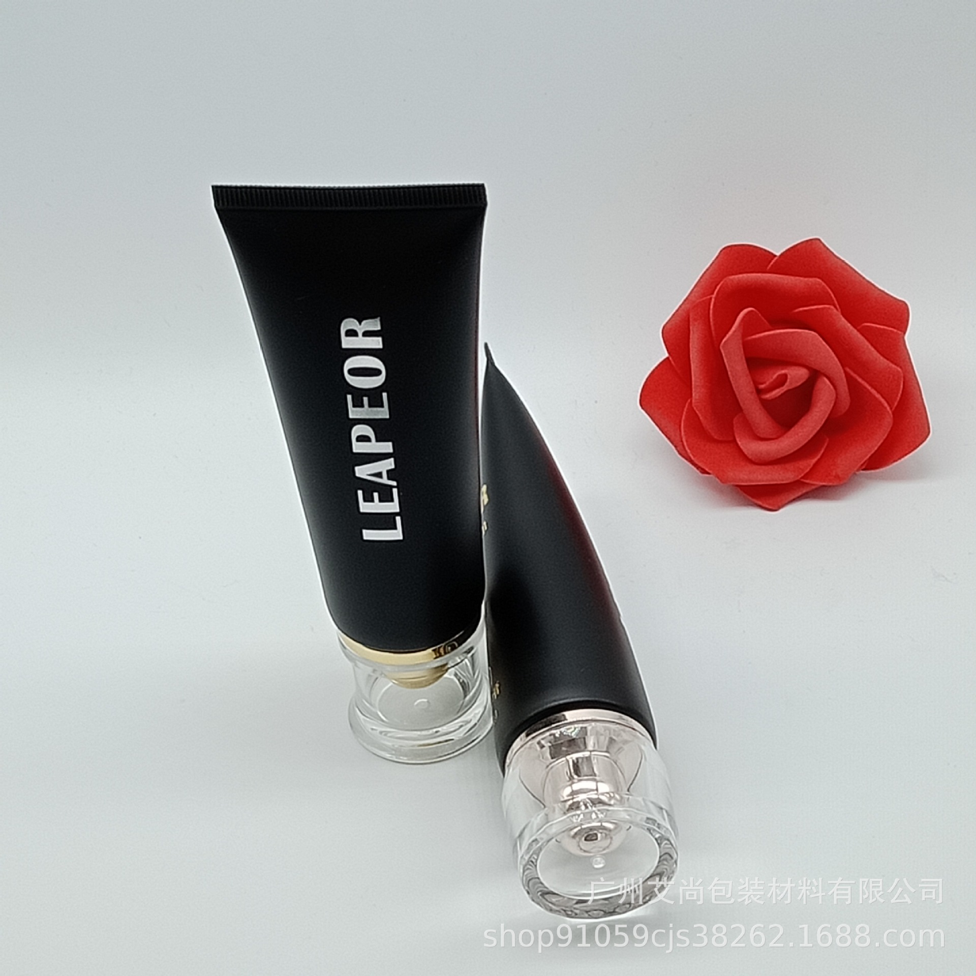 化妆品塑料50g软管洗面奶包材黑色管配高档亚克力盖厂家直销