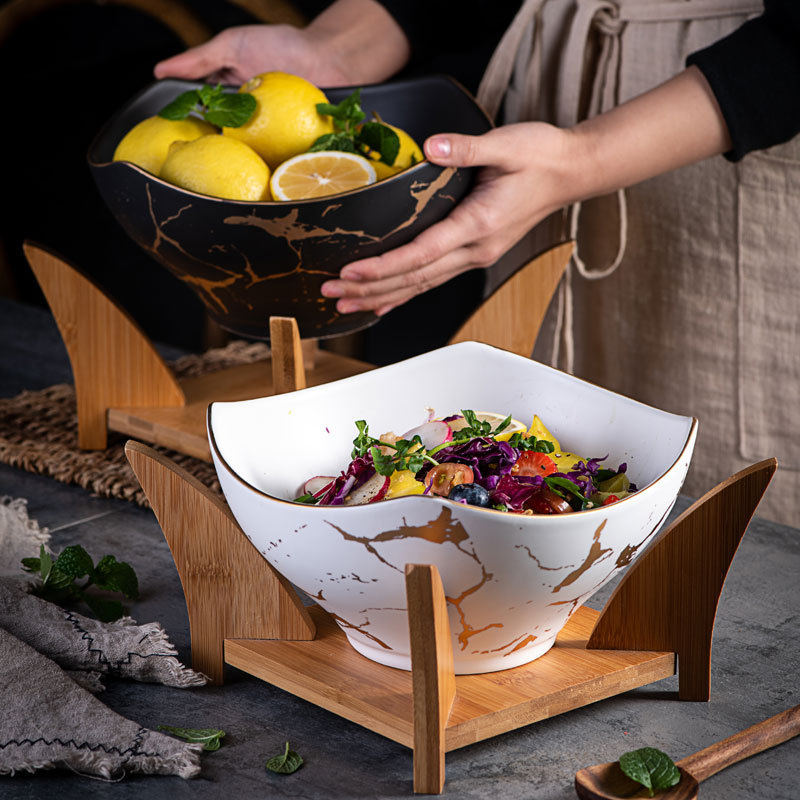 Nordic creative fruit salad bowl Marbling ceramic bowl tableware suit household soup bowl noodle bowl fruit plate fruit basket
