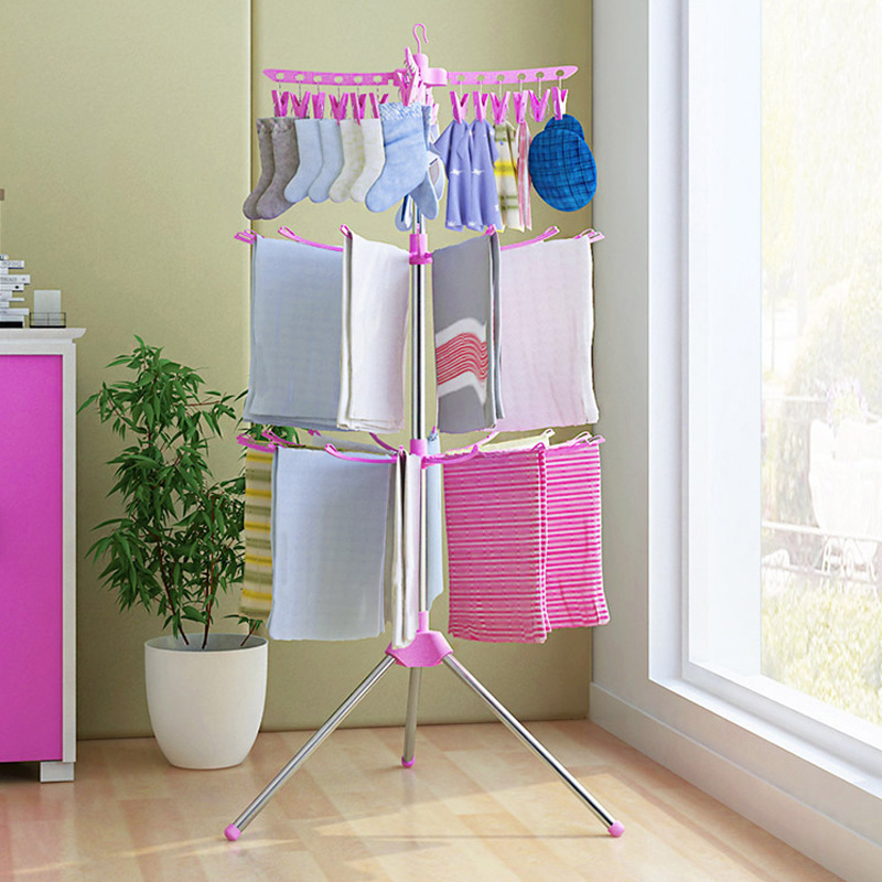 Baby Drying Rack Baby Diaper Rack Stainless Steel Towel Rack Folding Towel Rack Balcony Windproof Drying Rack